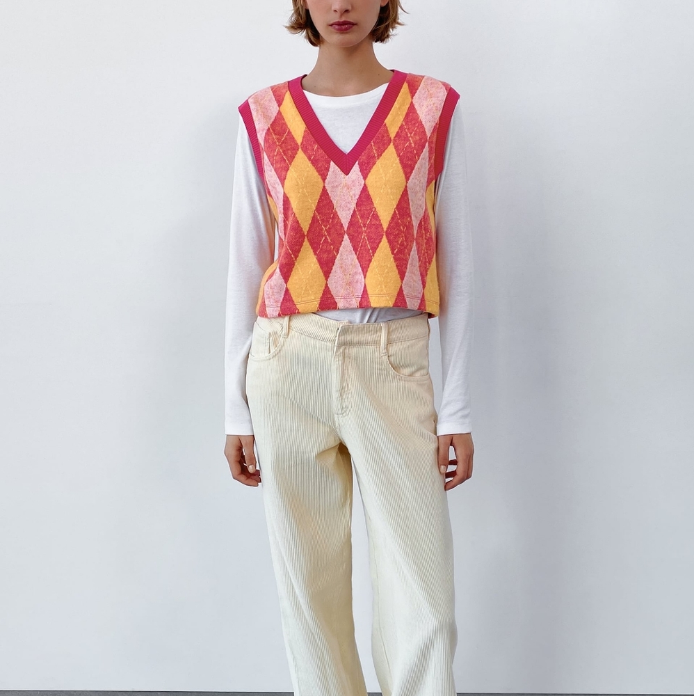 NWTs zara argyle knit vest